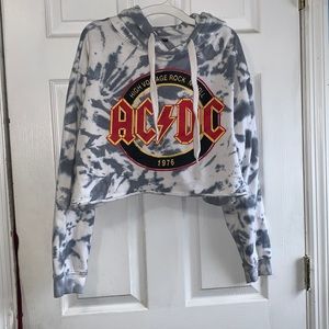 Tie dye cropped AC/DC Hoodie